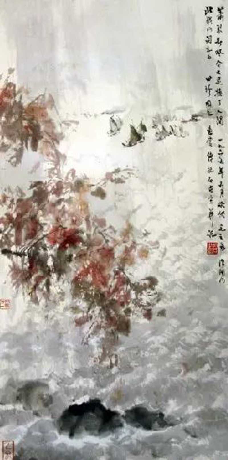 毛主席經(jīng)典詩詞入畫，大氣磅礴，美不勝收（北戴河以及登廬山作品）(圖3)