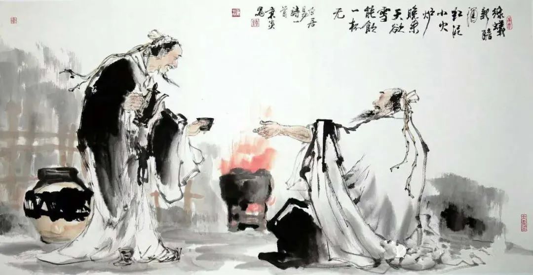 綠蟻新醅酒，紅泥小火爐。晚來(lái)天欲雪，能飲一杯無(wú).jpg